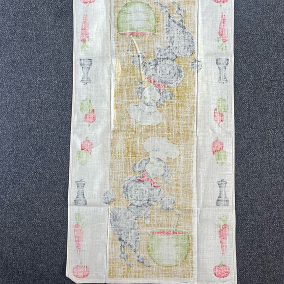 •Mid-Century Anthropomorphic Poodle Chef Linen Tea Towel NWOT• - Picture 5 of 5